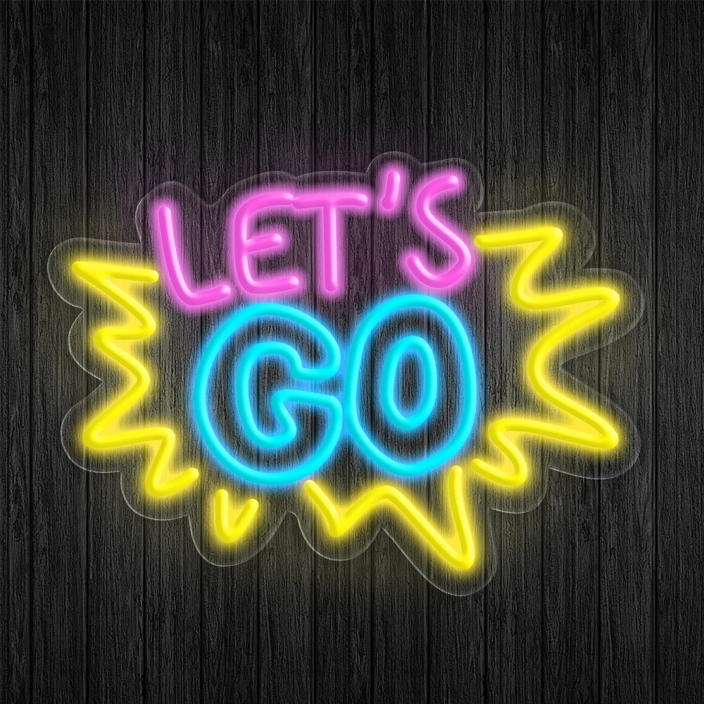 Desk Setup Quotes - Светодиодная неоновая вывеска LET'S GO, разноцветная,