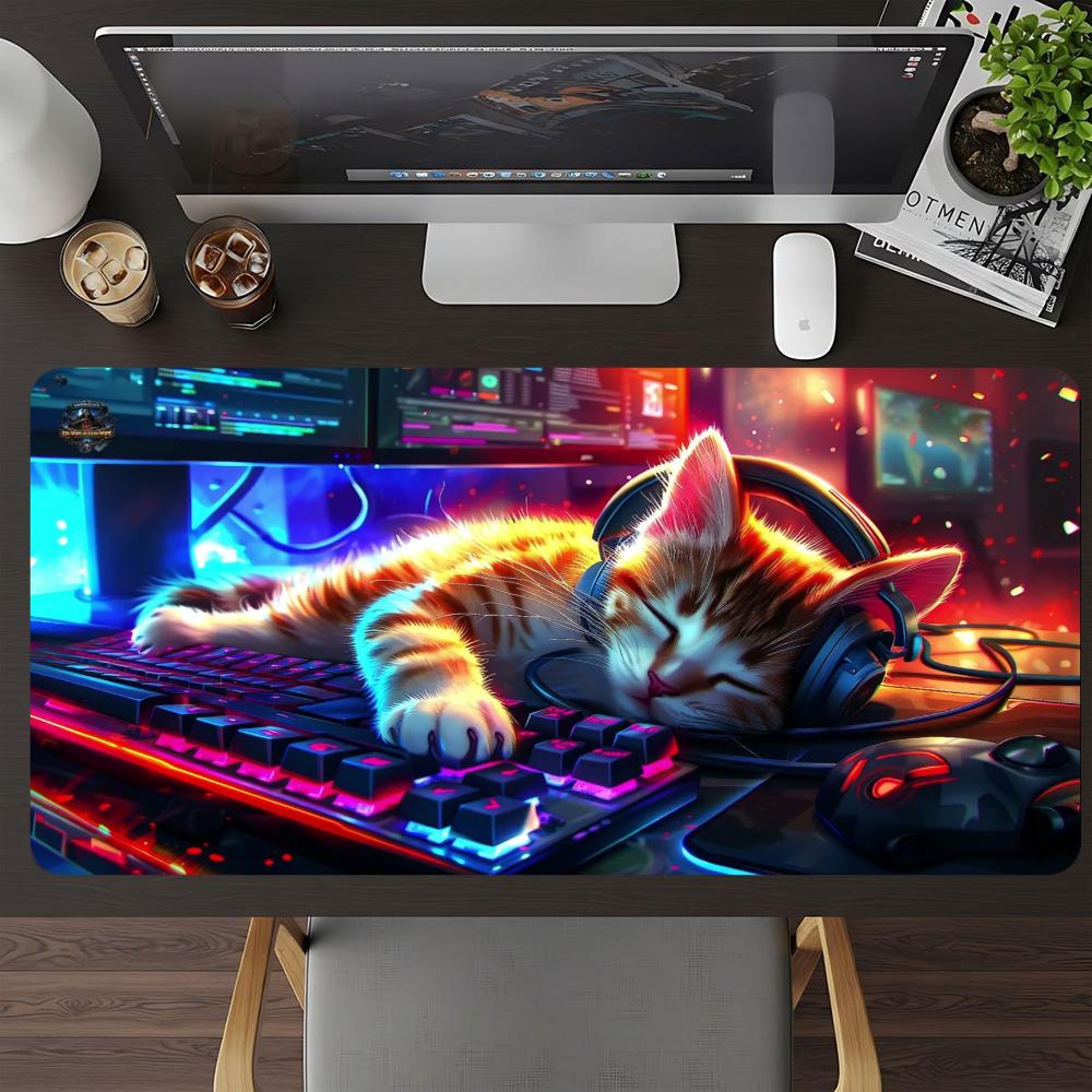 Desk Setup Headphones - Коврик для мыши в стиле киберпанк