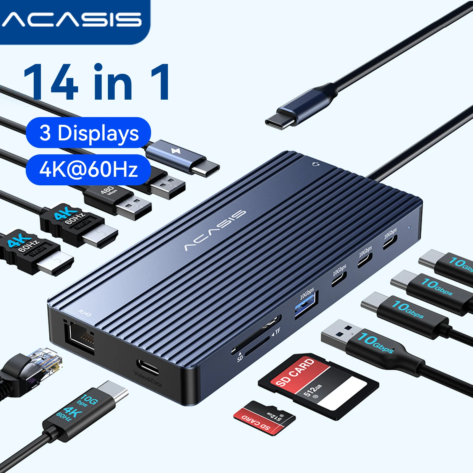 Desk Setup Mac - Док-станция Acasis 14-в-1 USB-C с поддержкой