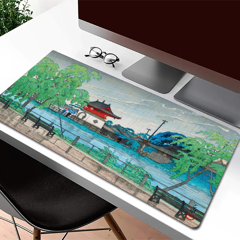 Desk Setup At Office - Коврик для мыши «Дождь у пруда»,