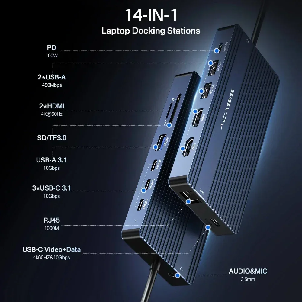 Док-станция Acasis 14-в-1 USB- – обзор и цена Desk Setup Mac